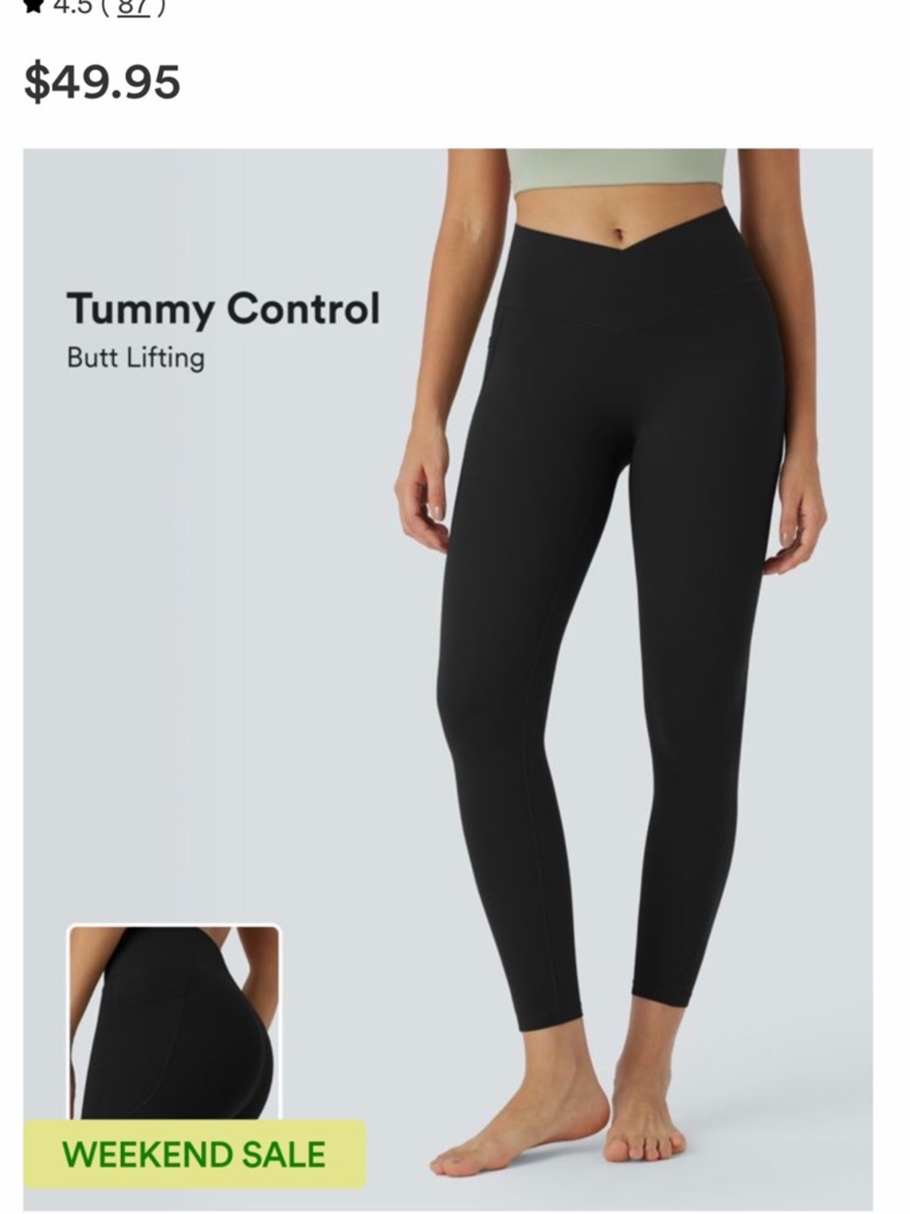 NWT HALARA “SOLD OUT” Navy Performance 7/8 Crossover Waist Butt Lifting Leggings
